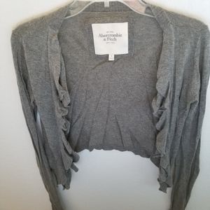 A&F grey ruffled cardigan
